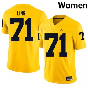 #71 Evan Link Michigan Women's Jersey | Maize University Football Premium Stitching Team Gear 11688127