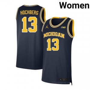 #13 Harrison Hochberg Michigan Wolverines Women's Jersey | Navy NCAA Basketball Premium Stitching Team Gear 17004629