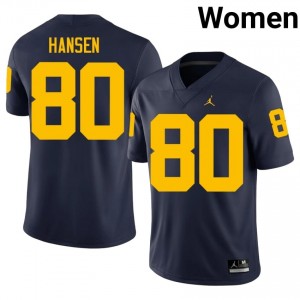 Hogan Hansen #80 Navy Women's High School Jersey | Michigan Wolverines Football Officially Licensed Fanwear 76185939
