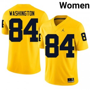#84 Jacob Washington Michigan Women's Jersey | Maize University Football Premium Stitching Team Gear 48613732
