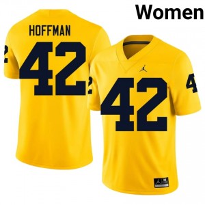 #42 Jalen Hoffman Wolverines Women's Jersey | Maize College Football Premium Stitching Team Gear 34849704