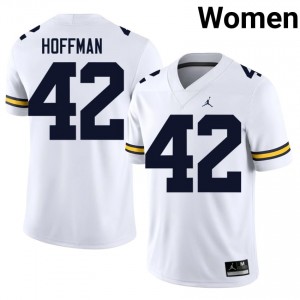 U-M Wolverines Jalen Hoffman #42 White Women's Football Jersey | NCAA Authentic Merch 89800224