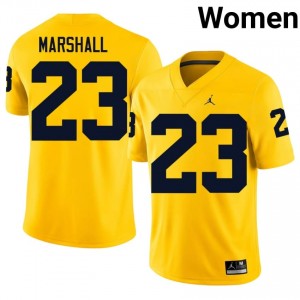 #23 Jordan Marshall Michigan Women's Jersey | Maize University Football Premium Stitching Team Gear 54406235