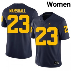 Jordan Marshall #23 Navy Women's NCAA Jersey | U-M Wolverines Football Officially Licensed Fanwear 62583929