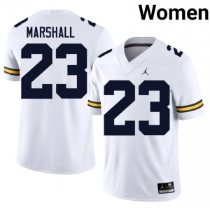 Wolverines Jordan Marshall #23 White Women's Football Jersey | NCAA Authentic Merch 35738275