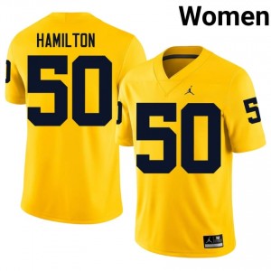 #50 Luke Hamilton Michigan Women's Jersey | Maize University Football Premium Stitching Team Gear 13045914