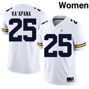 Michigan Wolverines Micah Ka'apana #25 White Women's Football Jersey | NCAA Authentic Merch 62248733