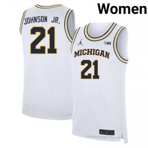 Michigan Morez Johnson Jr. #21 White Women's Basketball Jersey | NCAA Authentic Merch 21758633