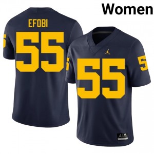 Nathan Efobi #55 Navy Women's High School Jersey | Michigan Wolverines Football Officially Licensed Fanwear 73645872