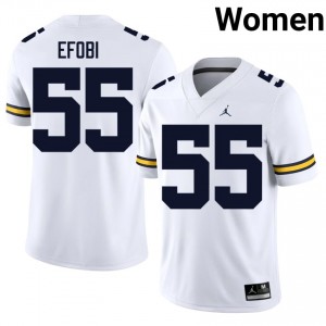 UMich  Wolverines Nathan Efobi #55 White Women's Football Jersey | NCAA Authentic Merch 22096621