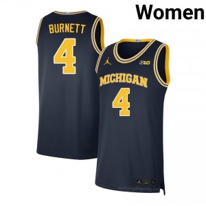 #4 Nimari Burnett Michigan Wolverines Women's Jersey | Navy High School Basketball Premium Stitching Team Gear 52346954