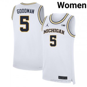 Michigan Oscar Goodman #5 White Women's Basketball Jersey | NCAA Authentic Merch 26418772