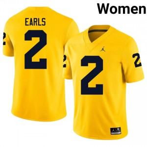 #2 Shamari Earls Wolverines Women's Jersey | Maize College Football Premium Stitching Team Gear 98601994