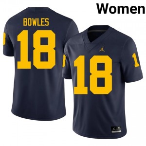 Troy Bowles #18 Navy Women's High School Jersey | Michigan Wolverines Football Officially Licensed Fanwear 48929977