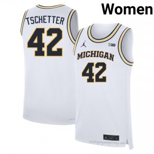 Michigan Will Tschetter #42 White Women's Basketball Jersey | NCAA Authentic Merch 79972157