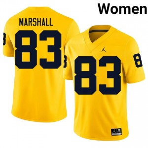 #83 Zack Marshall Wolverines Women's Jersey | Maize College Football Premium Stitching Team Gear 17219193