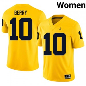 #10 Zeke Berry Michigan Wolverines Women's Jersey | Maize High School Football Premium Stitching Team Gear 51288314