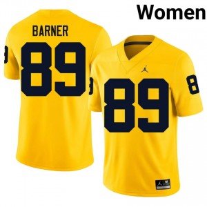 #89 AJ Barner U-M Wolverines Women's Jersey | Maize NCAA Football Premium Stitching Team Gear 71756266
