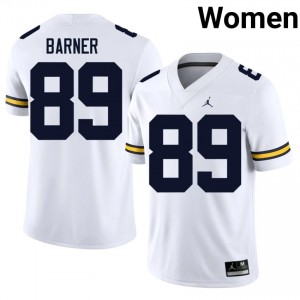 UMich  Wolverines AJ Barner #89 White Women's Football Jersey | NCAA Authentic Merch 50267201