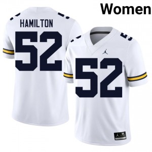 U-M Wolverines Ace Hamilton #52 White Women's Football Jersey | NCAA Authentic Merch 61426909