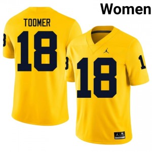 #18 Amani Toomer U-M Wolverines Women's Jersey | Maize NCAA Football Premium Stitching Team Gear 17457505