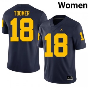 Amani Toomer #18 Navy Women's High School Jersey | Michigan Wolverines Football Officially Licensed Fanwear 74380489