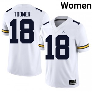 UMich  Wolverines Amani Toomer #18 White Women's Football Jersey | NCAA Authentic Merch 54349024