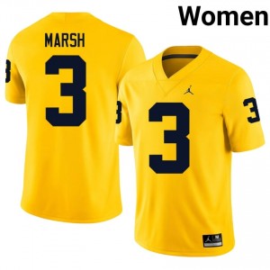 #3 Andrew Marsh Michigan Women's Jersey | Maize University Football Premium Stitching Team Gear 15551592