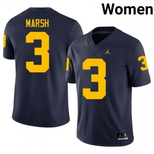 Andrew Marsh #3 Navy Women's NCAA Jersey | U-M Wolverines Football Officially Licensed Fanwear 67232512