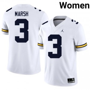 Wolverines Andrew Marsh #3 White Women's Football Jersey | NCAA Authentic Merch 20427881