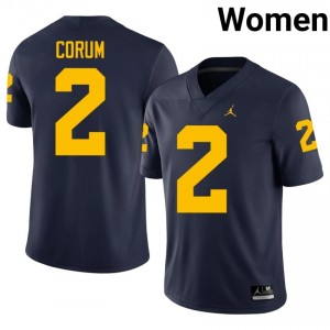 Blake Corum #2 Navy Women's College Jersey | Wolverines Football Officially Licensed Fanwear 23096826