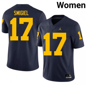 Brady Smigiel #17 Navy Women's NCAA Jersey | U-M Wolverines Football Officially Licensed Fanwear 96040292