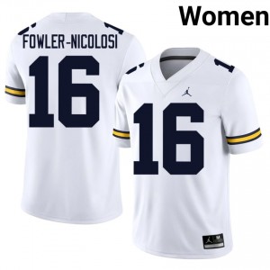 UMich  Wolverines Brayden Fowler-Nicolosi #16 White Women's Football Jersey | NCAA Authentic Merch 76633082