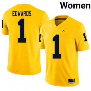 #1 Braylon Edwards U-M Wolverines Women's Jersey | Maize NCAA Football Premium Stitching Team Gear 98805424