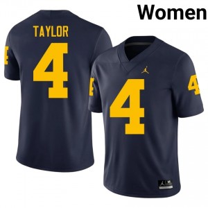 Chase Taylor #4 Navy Women's NCAA Jersey | U-M Wolverines Football Officially Licensed Fanwear 92668659