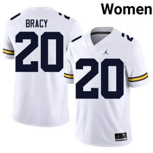 Michigan Wolverines Chris Bracy #20 White Women's Football Jersey | NCAA Authentic Merch 32058538