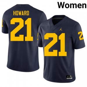 Desmond Howard #21 Navy Women's Player Jersey | UMich  Wolverines Football Officially Licensed Fanwear 15664315