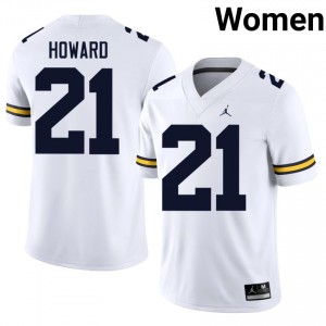U-M Wolverines Desmond Howard #21 White Women's Football Jersey | NCAA Authentic Merch 67226146