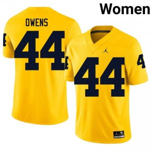 #44 Eli Owens U-M Wolverines Women's Jersey | Maize NCAA Football Premium Stitching Team Gear 24943018