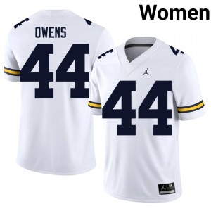 UMich  Wolverines Eli Owens #44 White Women's Football Jersey | NCAA Authentic Merch 19741426
