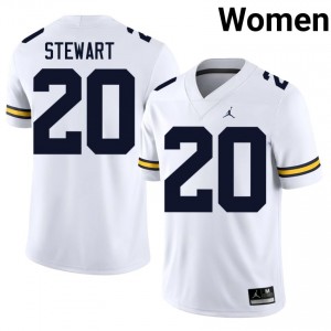 Wolverines I'Marion Stewart #20 White Women's Football Jersey | NCAA Authentic Merch 50185924