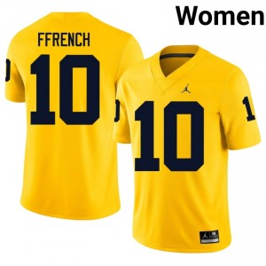 #10 Jaime Ffrench UMich  Wolverines Women's Jersey | Maize Player Football Premium Stitching Team Gear 99173166