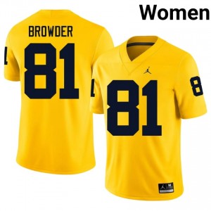#81 Jamar Browder UMich  Wolverines Women's Jersey | Maize Player Football Premium Stitching Team Gear 69165416