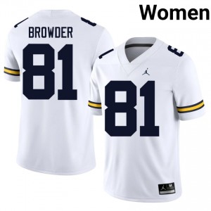 Michigan Wolverines Jamar Browder #81 White Women's Football Jersey | NCAA Authentic Merch 78303345