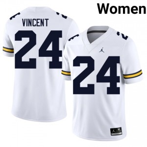 U-M Wolverines Jamarion Vincent #24 White Women's Football Jersey | NCAA Authentic Merch 20006765
