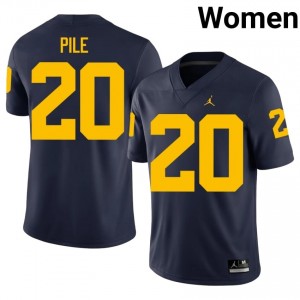 Jaylen Pile #20 Navy Women's College Jersey | Wolverines Football Officially Licensed Fanwear 26077255