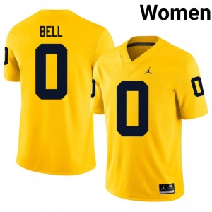 #0 Kendrick Bell U-M Wolverines Women's Jersey | Maize NCAA Football Premium Stitching Team Gear 60320071