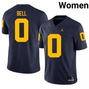 Kendrick Bell #0 Navy Women's High School Jersey | Michigan Wolverines Football Officially Licensed Fanwear 49075978