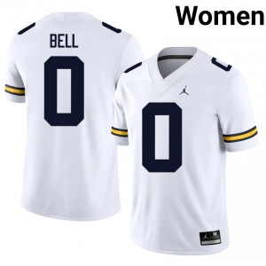 UMich  Wolverines Kendrick Bell #0 White Women's Football Jersey | NCAA Authentic Merch 29186664