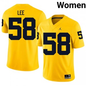 #58 Malakai Lee Wolverines Women's Jersey | Maize College Football Premium Stitching Team Gear 92229960